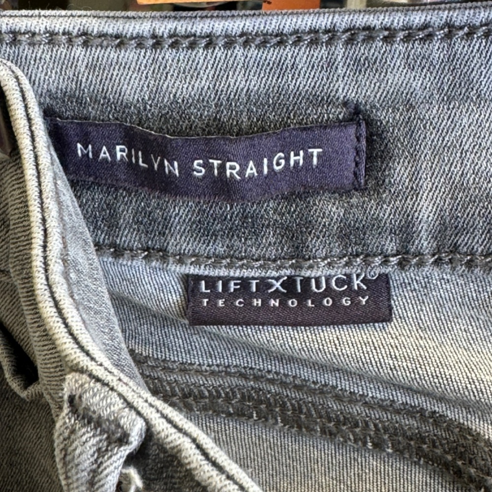 NYDJ | Marilyn Straight Lift X Tuck Technology Grey Wash Denim Stretchy Jeans - Picture 9 of 15